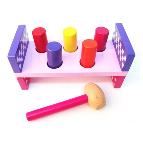 해피타운 해머벤치 망치놀이 원목완구, 핑크