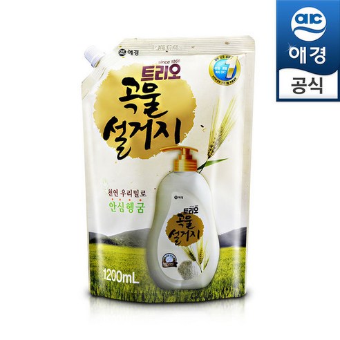 트리오 곡물설거지 우리밀 주방세제 안심헹굼, 1.2L, 1개