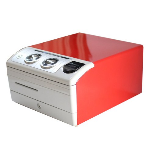범일금고 디지털 다이얼 슬라이딩금고 카운터용 캐시박스 돈통, NC-350HR(적색,2단,다이얼)