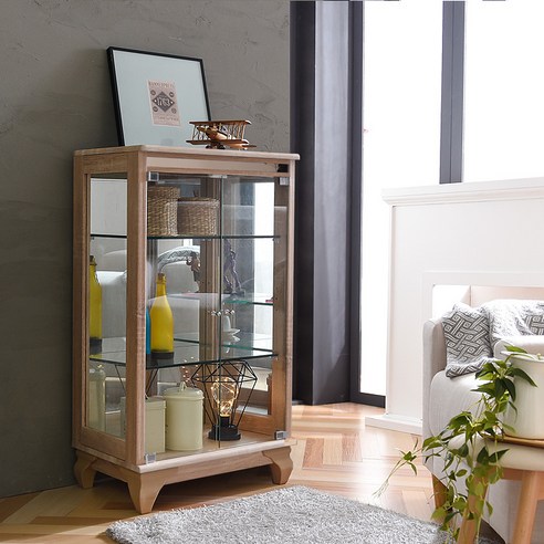 모던탑21 이지-프리미엄 600-3단 유리장식장 거실진열장 양주장, 브라운