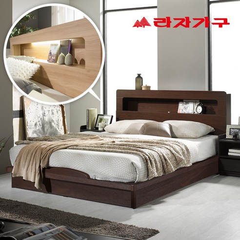 라자가구 크림슨LED 평상형침대세트 퀸Q(컴포트퓨어 라텍스독립매트) 상품 정보