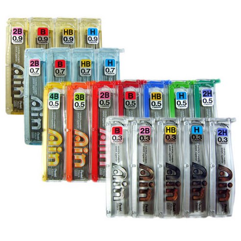 [펜텔] AIN 아인 샤프심 0.3 0.5 0.7 0.9mm, 아인샤프심 0.3, 2H, 0.3mm 0.32h