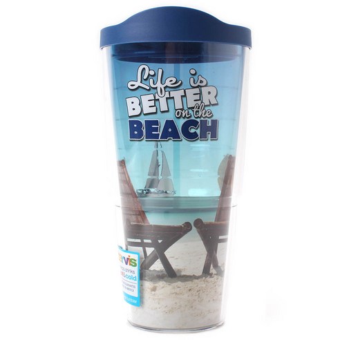 터비스 킵 드링크 핫 & 콜드 텀블러, Life Better At The Beach, 710ml