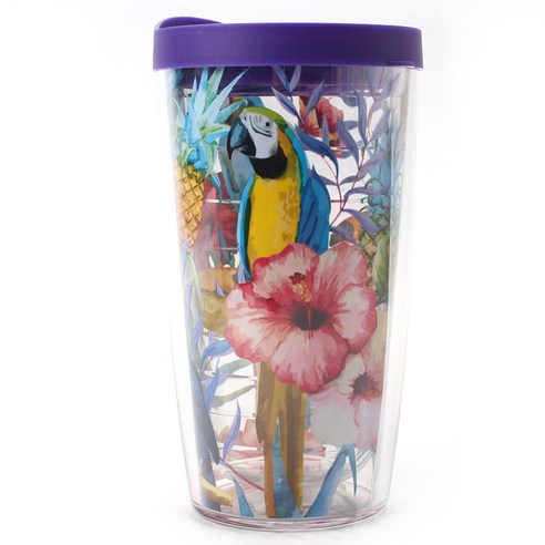 터비스 킵 드링크 핫 & 콜드 텀블러, Parrots And Pineapples, 473ml