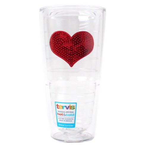 터비스 킵 드링크 핫 & 콜드 텀블러, Red Sequins Heart, 710ml