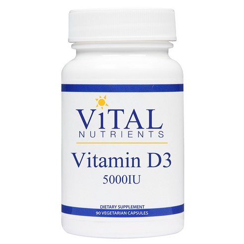 바이탈뉴트리언츠 비타민 D3 5000IU 글루텐 프리 무설탕 베지테리안 캡슐, 1개, 90개