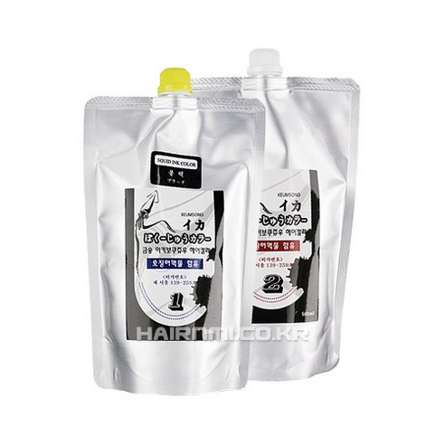 뉴겐 금송 이카 보쿠쥬우 오징어먹물 헤어칼라 1제 500ml + 2제 500ml, 블랙, 1세트