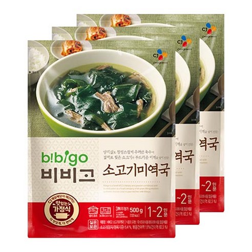 비비고 소고기 미역국, 500g, 3개