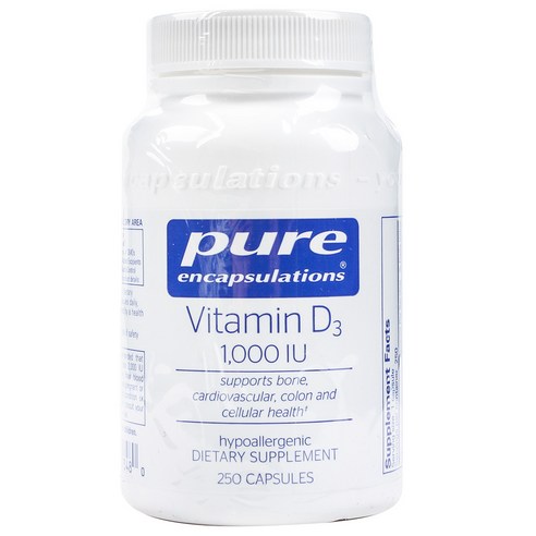 Pure Encapsulations 비타민 D3 1000 IU 캡슐, 250개입, 1개