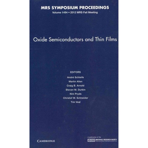 Oxide Semiconductors and Thin Films, Cambridge Univ Pr