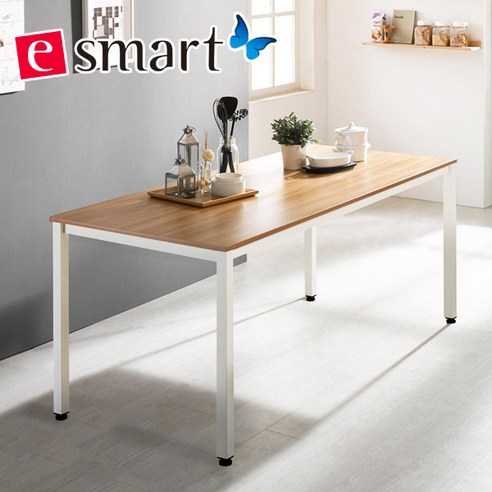 e스마트 스틸 테이블 1800*800 (일자다리), 아카시아:블랙