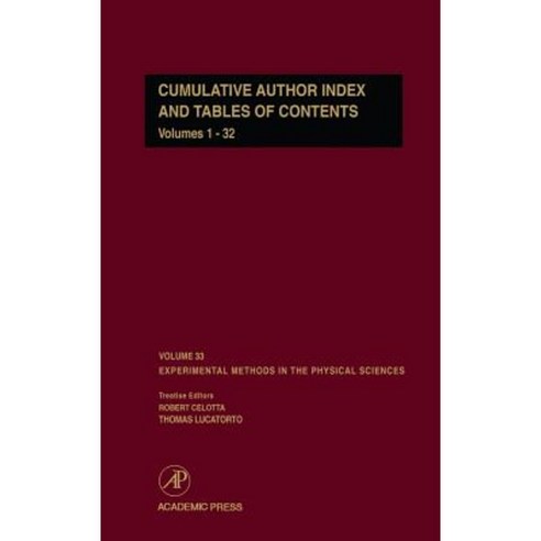 Cumulative Author Index and Tables of Contents Volumes1-32: Author Cumulative Index Hardcover, Academic Press