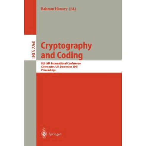 Cryptography and Coding: 8th Ima International Conference Cirencester UK December 17-19 2001 Proceedings Paperback, Springer