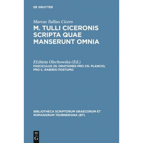 Orationes Pro Cn. Plancio Pro C. Rabirio Postumo Hardcover, de Gruyter