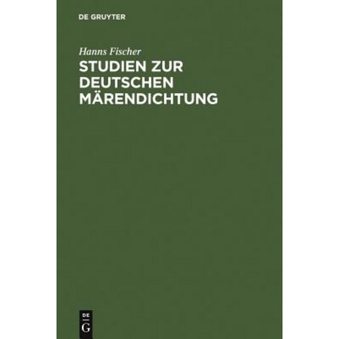 Studien Zur Deutschen Marendichtung Hardcover, de Gruyter