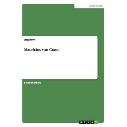 Mauricius Von Craun Paperback, Grin Publishing
