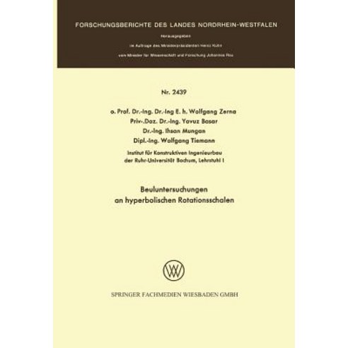 Beuluntersuchungen an Hyperbolischen Rotationsschalen Paperback, Vs Verlag Fur Sozialwissenschaften