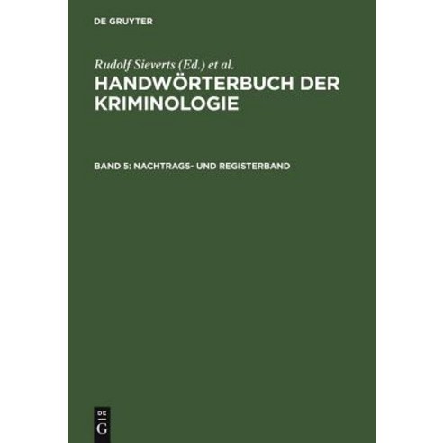 Nachtrags- Und Registerband Hardcover, Walter de Gruyter
