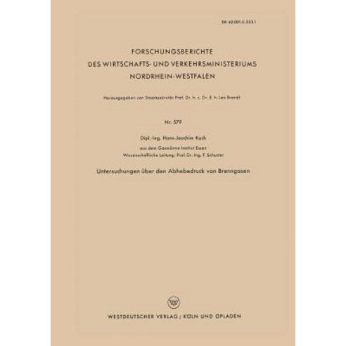 Untersuchungen Uber Den Abhebedruck Von Brenngasen Paperback, Vs Verlag Fur Sozialwissenschaften