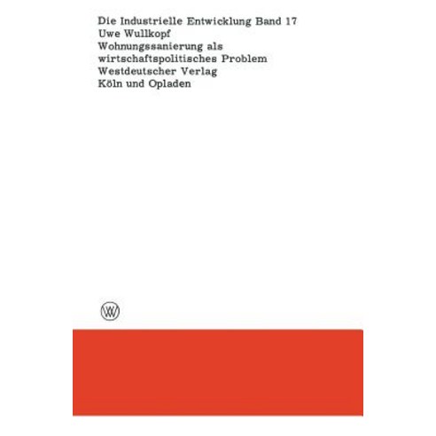 Wohnungssanierung ALS Wirtschaftspolitisches Problem Paperback, Vs Verlag Fur Sozialwissenschaften