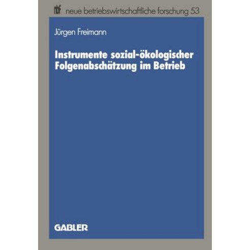 Instrumente Sozial-Okologischer Folgenabschatzung Im Betrieb Paperback, Gabler Verlag