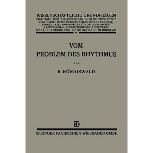 Vom Problem Des Rhythmus: Eine Analytische Betrachtung Uber Den Begriff Der Psychologie Paperback, Vieweg+teubner Verlag