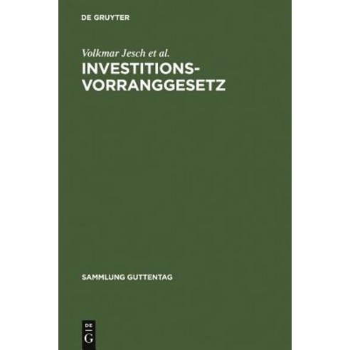 Investitionsvorranggesetz Hardcover, de Gruyter