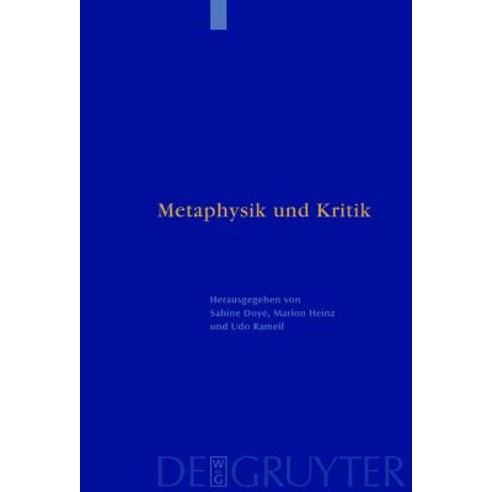 Metaphysik Und Kritik Hardcover, de Gruyter