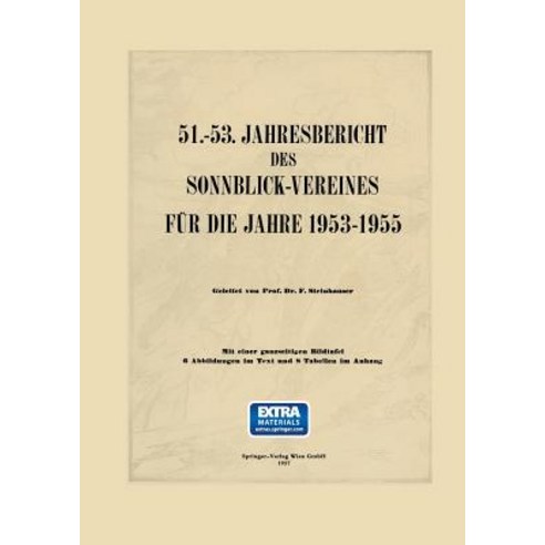 51.-53. Jahresbericht Des Sonnblick-Vereines Fur Die Jahre 1953-1955 Paperback, Springer