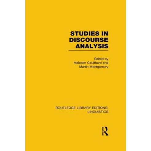 Studies in Discourse Analysis (Rle Linguistics B: Grammar) Paperback, Routledge