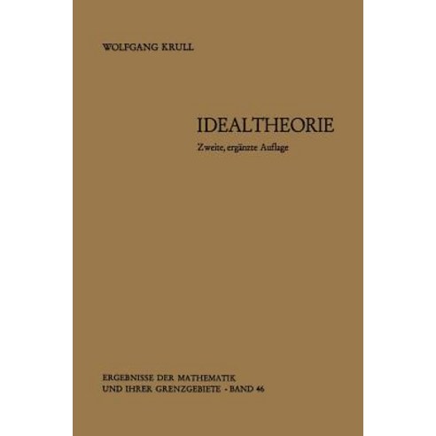 Idealtheorie Paperback, Springer