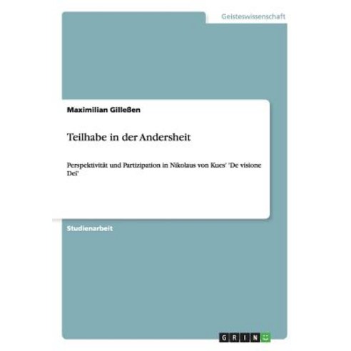 Teilhabe in Der Andersheit, Grin Publishing