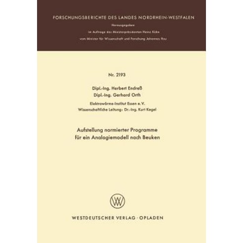 Aufstellung Normierter Programme Fur Ein Analogiemodell Nach Beuken, Vs Verlag Fur Sozialwissenschaften