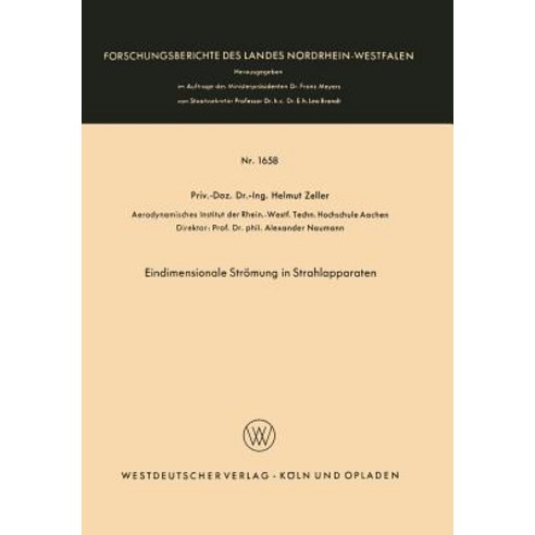 Eindimensionale Stromung in Strahlapparaten, Vs Verlag Fur Sozialwissenschaften