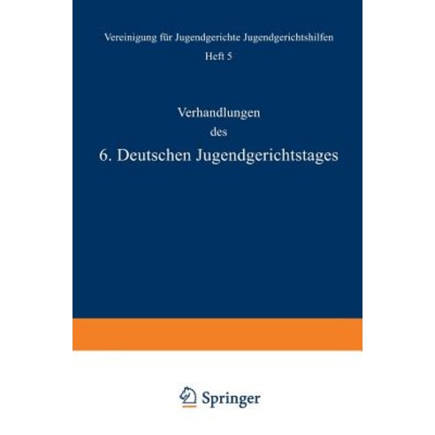 Verhandlungen Des 6. Deutschen Jugendgerichtstages, Springer