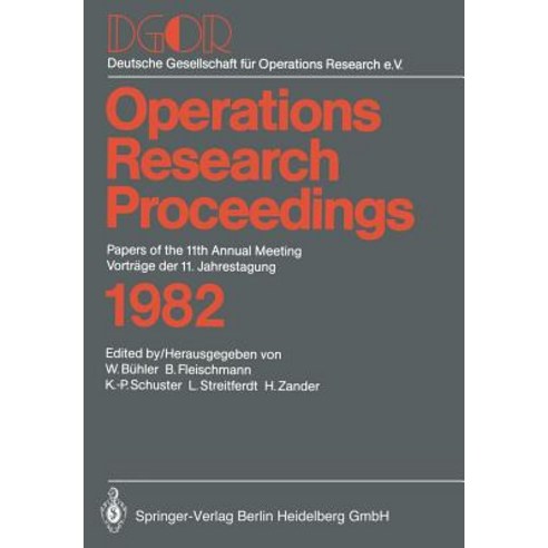 Operations Research Proceedings 1982, Springer