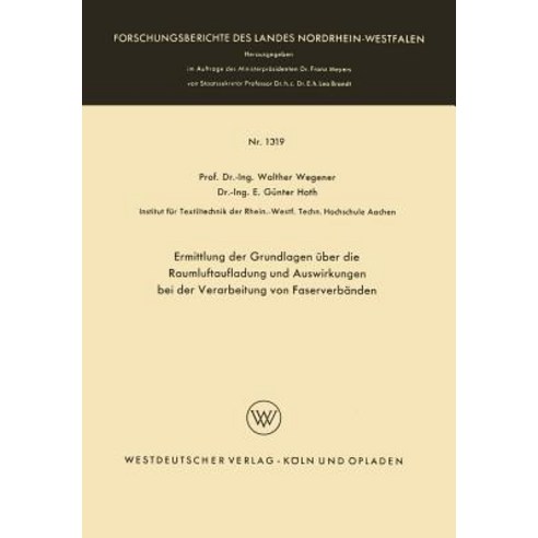 Ermittlung Der Grundlagen Uber Die Raumluftaufladung Und Auswirkungen Bei Der Verarbeitung Von Faserve..., Vs Verlag Fur Sozialwissenschaften