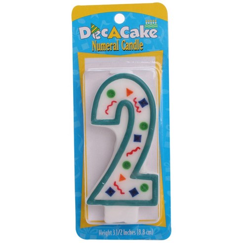 Dec-A-Cake 숫자 생일초 8.8cm, #2, 1개