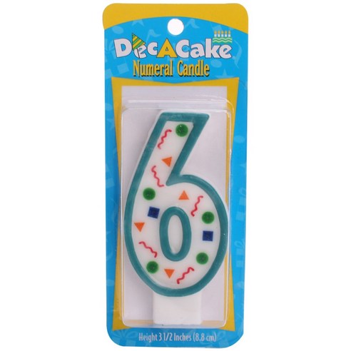 Dec-A-Cake 숫자 생일초 8.8cm, #6, 1개