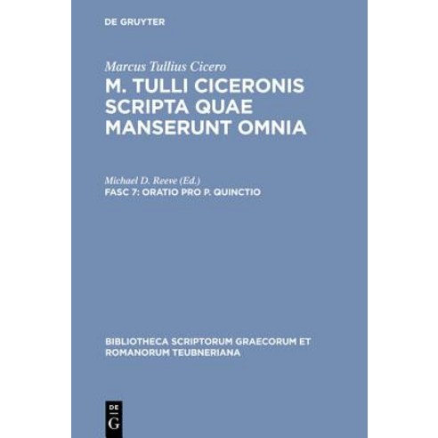 Oratio Pro P. Quinctio Hardcover, de Gruyter