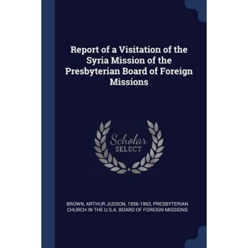 Report of a Visitation of the Syria Mission of the Presbyterian Board of Foreign Missions Paperback, Sagwan Press