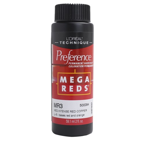 로레알 프리퍼런스 퍼머넌트 헤어컬러 메가 레드 59.1ml, MR3 Medium Intense Red Copper, 1개