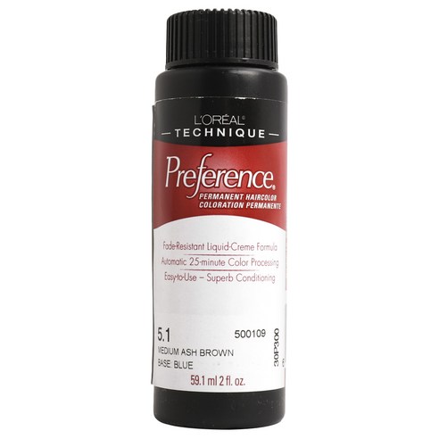 로레알 프리퍼런스 퍼머넌트 헤어컬러 59.1ml, 05.10 Medium Ash Brown, 1개