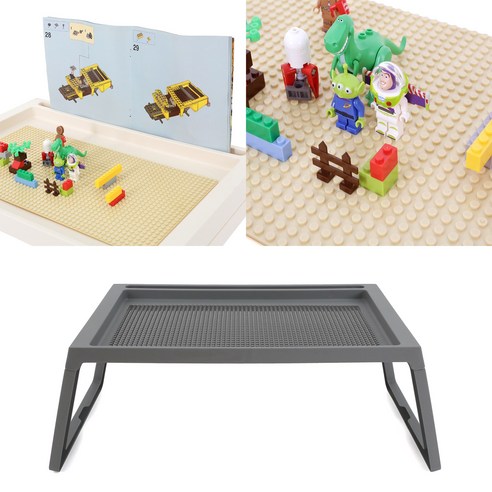 더뻔뻔 좌식형 접이식 블럭책상 블럭판 포함 좌식테이블, 진회색책상+진회색판