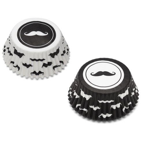 폭스런 머스태쉬 베이킹 컵, Black+White, 50개입