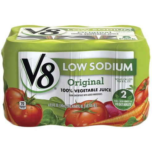 브이8 오리지널 베지터블 주스 로우 소듐, 6개입, 340ml