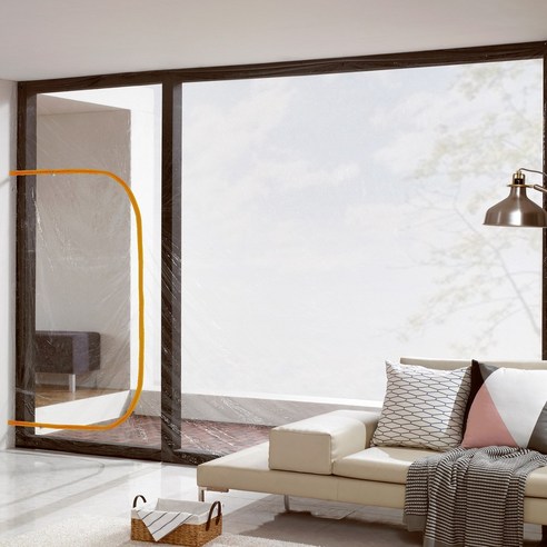 알뜨리 EVA 창문 베란다 방풍 비닐 방한 커튼 바람막이 방풍비닐, 오렌지(투명)