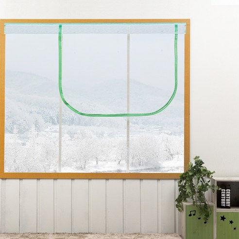 알뜨리 EVA 창문 베란다 방풍 비닐 방한 커튼 바람막이 방풍비닐, 민트(투명)