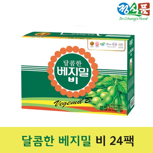 베지밀 달콤한 비 두유, 190ml, 24개