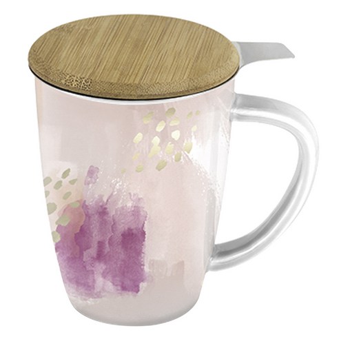 핑키업 베일리 세라믹 티 머그 앤 인퓨저 2종 세트 355ml, Pink Abstract, 1개